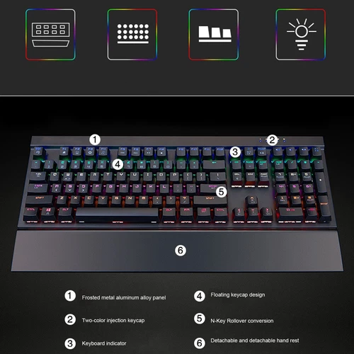 Magicrefiner Mechanische Tastatur Nkey Rollover Suspension Keycap 108 Taste KUI