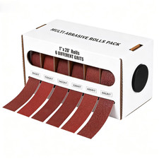 6 Grits Emery Cloth Roll Assortment, 1 Inch X 19.7 Ft 6M Sandpaper Roll 80 120