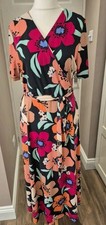 Du Jour Dress Uk16 Vibrant Floral V-neck  Midi/maxi  Bnwt Holiday Cruise 