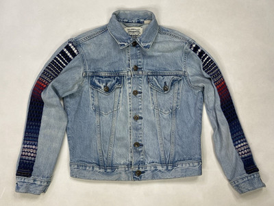 Levi's Made & Crafted Embroidered Denim Jean Trucker Jacket Women Small Blue