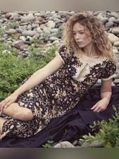 Size XXL Doen Emeline Silk Dress in Navy Oak Bluffs Floral