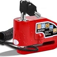 Disc Lock Alarm with 5FT Reminder Cable, 110db Anti-Theft Motorcycle Alarm Red