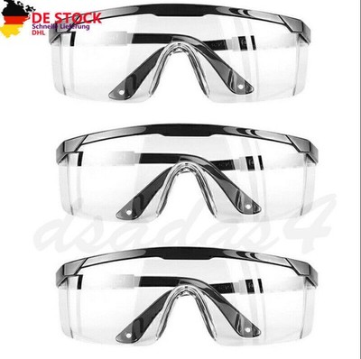 3 PCS SCHUTZBRILLE FÜR BRILLENTRÄGER ÜBERBRILLE ARBEITSSCHUTZBRILLE KLAR  BRILLE