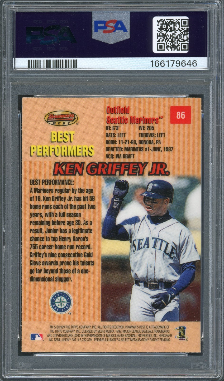 1999 Bowman's Best Ken Griffey Jr. #86 PSA 10 GEM MINT! JUST GRADED! POP 28!!! view 2