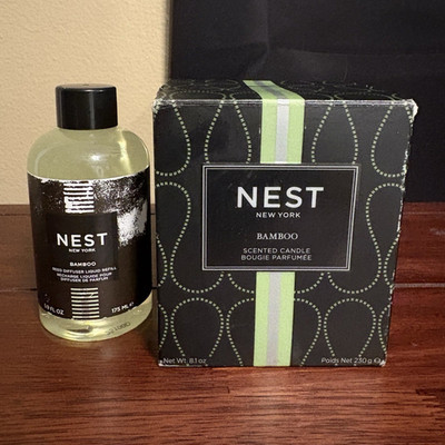 NEST New York Bamboo Reed Diffuser Liquid Refill 5.9 fl oz & Candle 8.1 oz