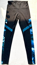 Champion Women's S Black/Blue Colorblock Ankle Leggings High Rise Elastic Waist