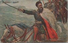 Polish Cavalry Stefan Czarniecki Leading Men Across A Sea Strait Postcard