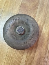 Antiguo cuenco de afeitar de lavanda con tapa jabón recipiente de madera baratija vacía