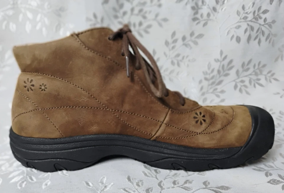 Zapatos informales de senderismo con cordones para mujer KEEN talla 11 parte superior alta cuero marrón floral Foto 3 de 4