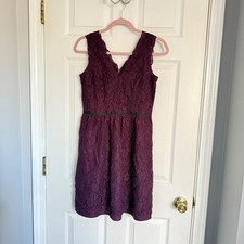 Ann Taylor LOFT Womens Purple Lace V Neck Sleeveless Knee Length Dress Size 2
