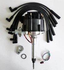 CHEVY 235 216 194 INLINE 6 / STRAIGHT 6 HEI Distributor + BLACK Spark Plug Wires