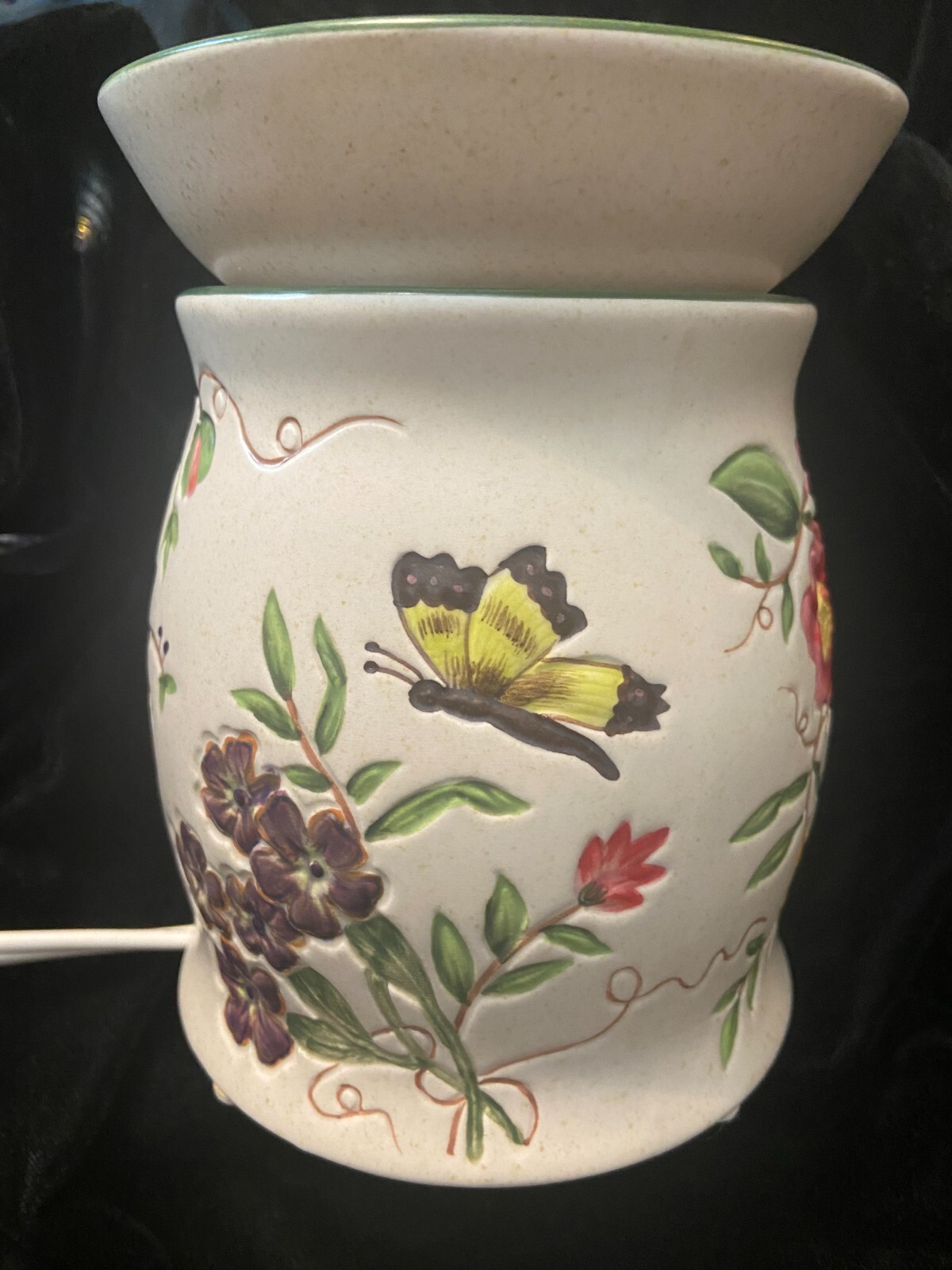 Yankee Candle Ceramic Wax Tart Warmer Burner Butterflies Floral