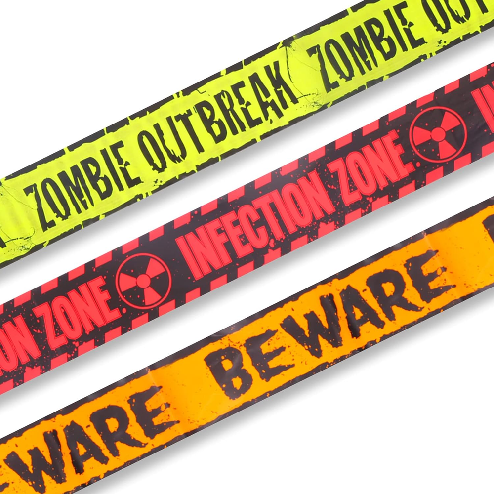 Halloween Caution Tape Halloween Zombie Warning Tape and Zombie Poster Pack, Hor