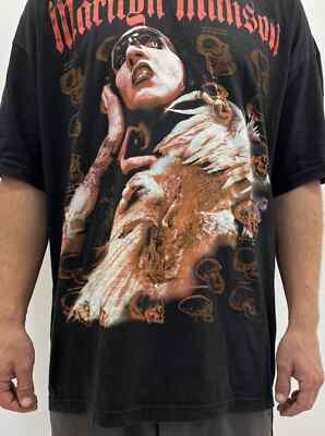 VINTAGE 2000s MARILYN MANSON SHIRT THE EVOLUTION OF MANS SKULL