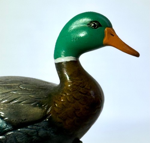 Vintage handbemalte Keramik bunt stehende wilde Stockente Figur signiert - Bild 5 von 8