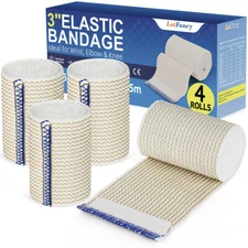 3'' inch Cotton Elastic Bandage Compression Tape Hook and Loop LATEX-FREE