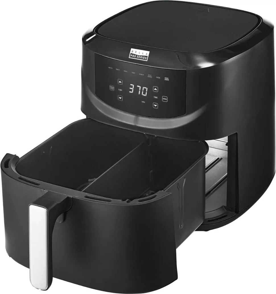 Bella Pro Series - 8-Qt. Digital Air Fryer with Divided Basket - Black