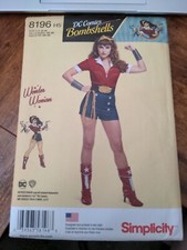 Simplicity 8196 Pinup Style Wonder Woman Costume Sz 6-14 UNCUT Sewing Pattern