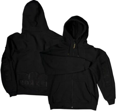 ROKKER Zip Noir Taille 3XL Cool Hoodie Moto Sweat À Capuche - Photo 1/3