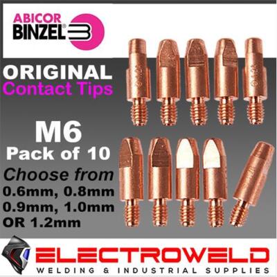 10x Genuine BINZEL M6 Mig Welding Contact Tips .6mm 0.8mm 0.9mm Gas Nozzle Torch