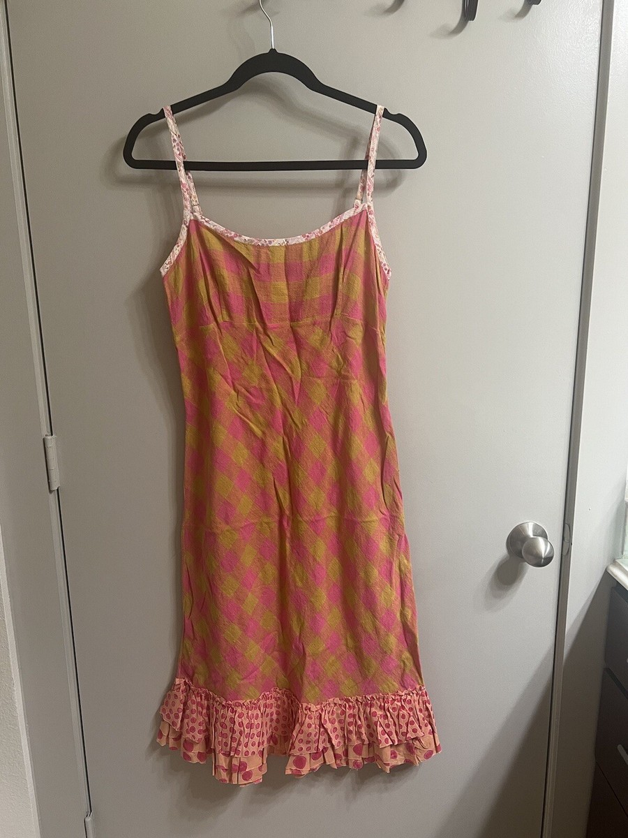 Dosa Cotton Plaid Pink Orange Slip Dress Sz 2 (item B14.3) | eBay