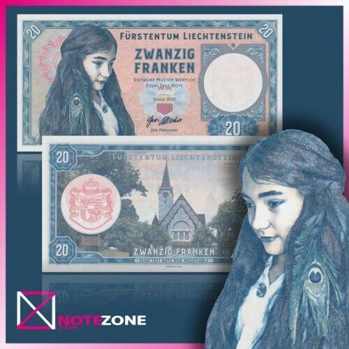 Matej Gabris 20 Franken Liechtenstein banknote Private fantasy test note - Picture 1 of 1