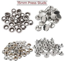 10-100pcs Press Studs Socket Snap Fasteners 15mm Jackets Purses Clothing Coats