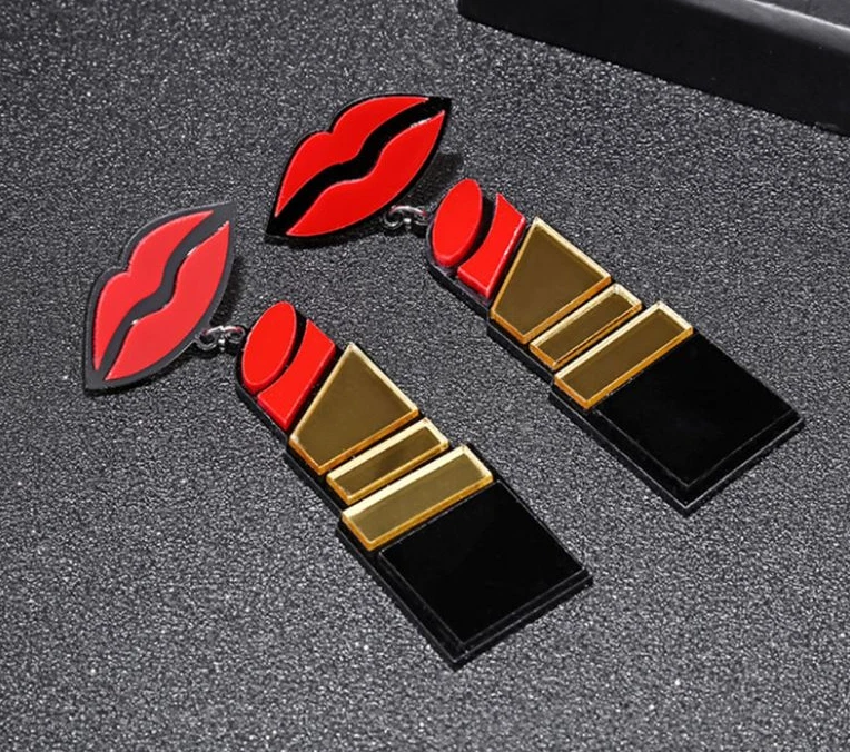 Pendientes Rojos A Labios Labial Toberas Originales Pinup Retro - Imagen 4 de 4