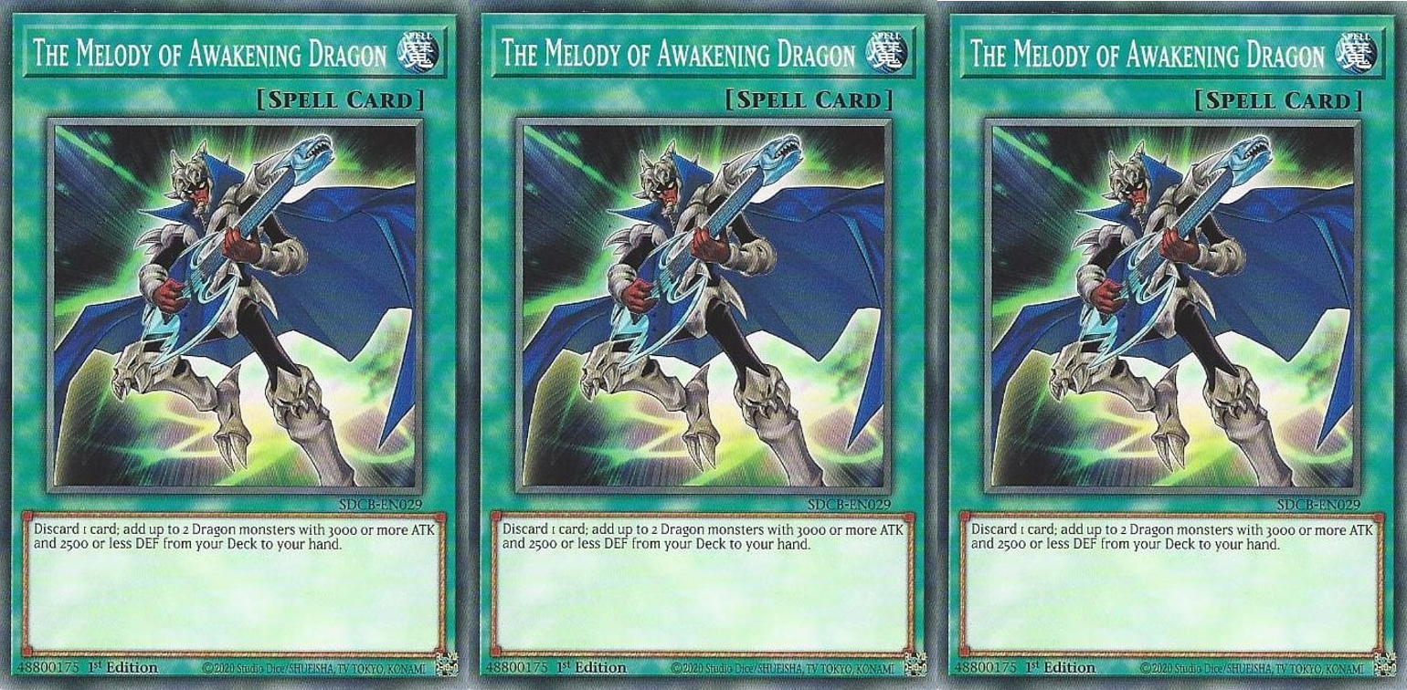 3X SDCB-EN029 The Melody of Awakening Dragon - Common 1st Edition Mint YuGiOh