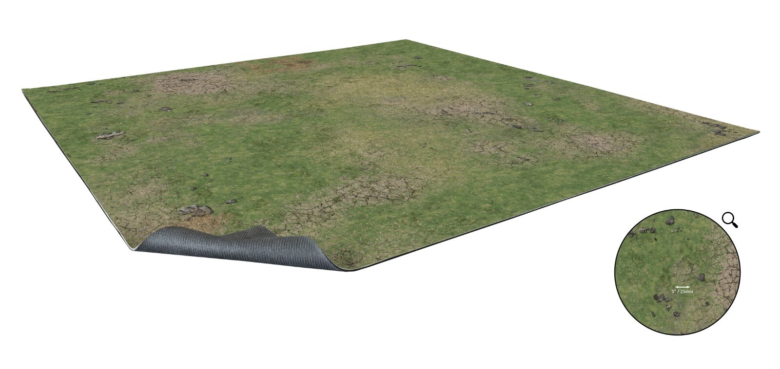 Grassy Fields Gaming Mat 3x3' (90x90cm) w/ Grid - Battle Systems Fantasy Terrain