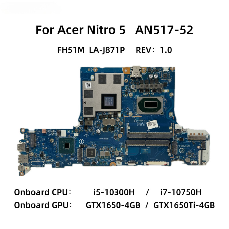FH51M LA-J871P For AcerAN517-52 Motherboard With i5-10300Hi7