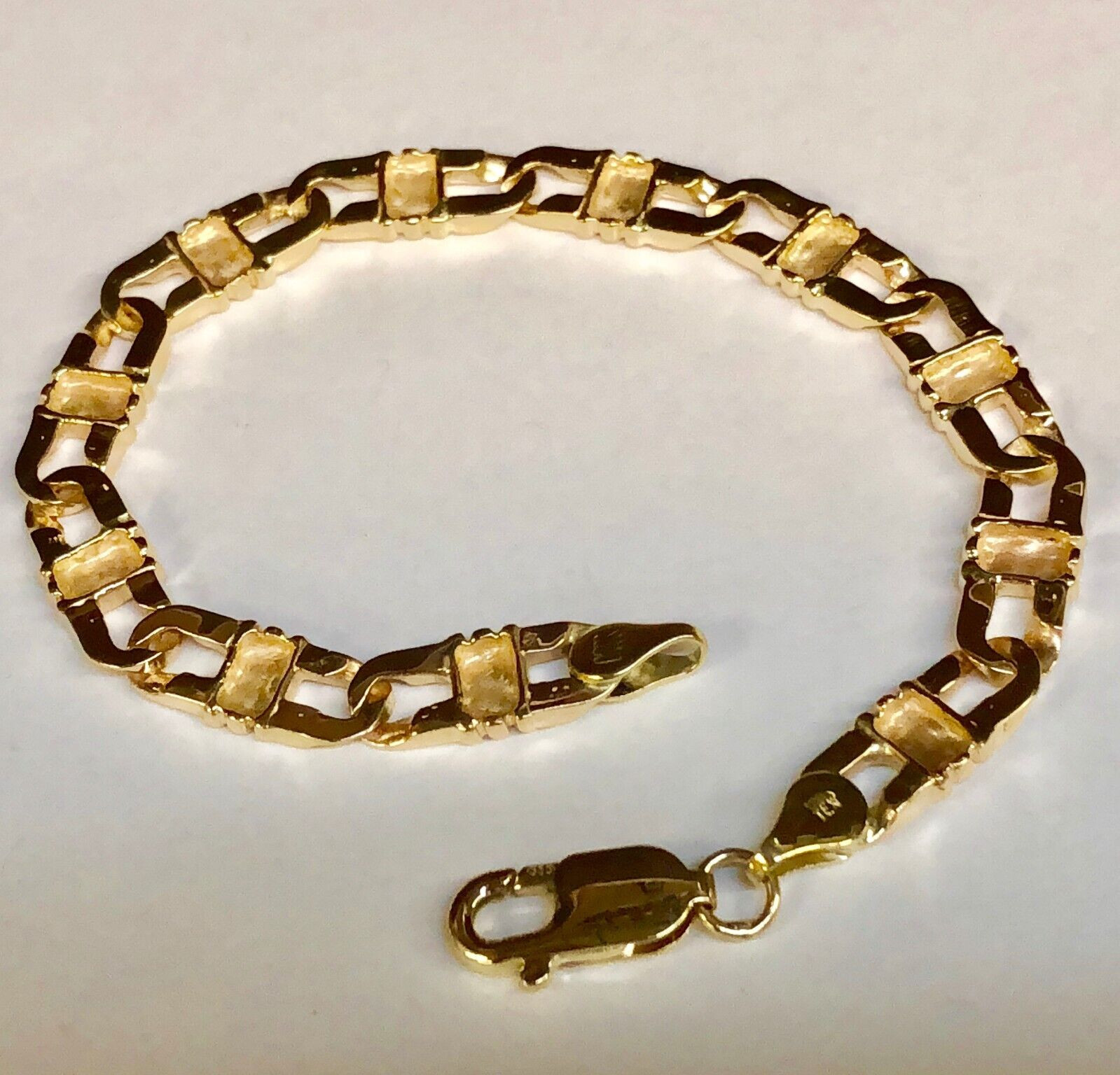18k Solid Yellow Gold Handmade BRIDLE Fashion Link Bracelet 8.5" 24