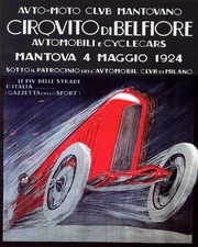 POSTER 1924 BELFIORE MANTOVANO MILAN CAR RACE SPORT ITALY VINTAGE REPRO FREE S/H