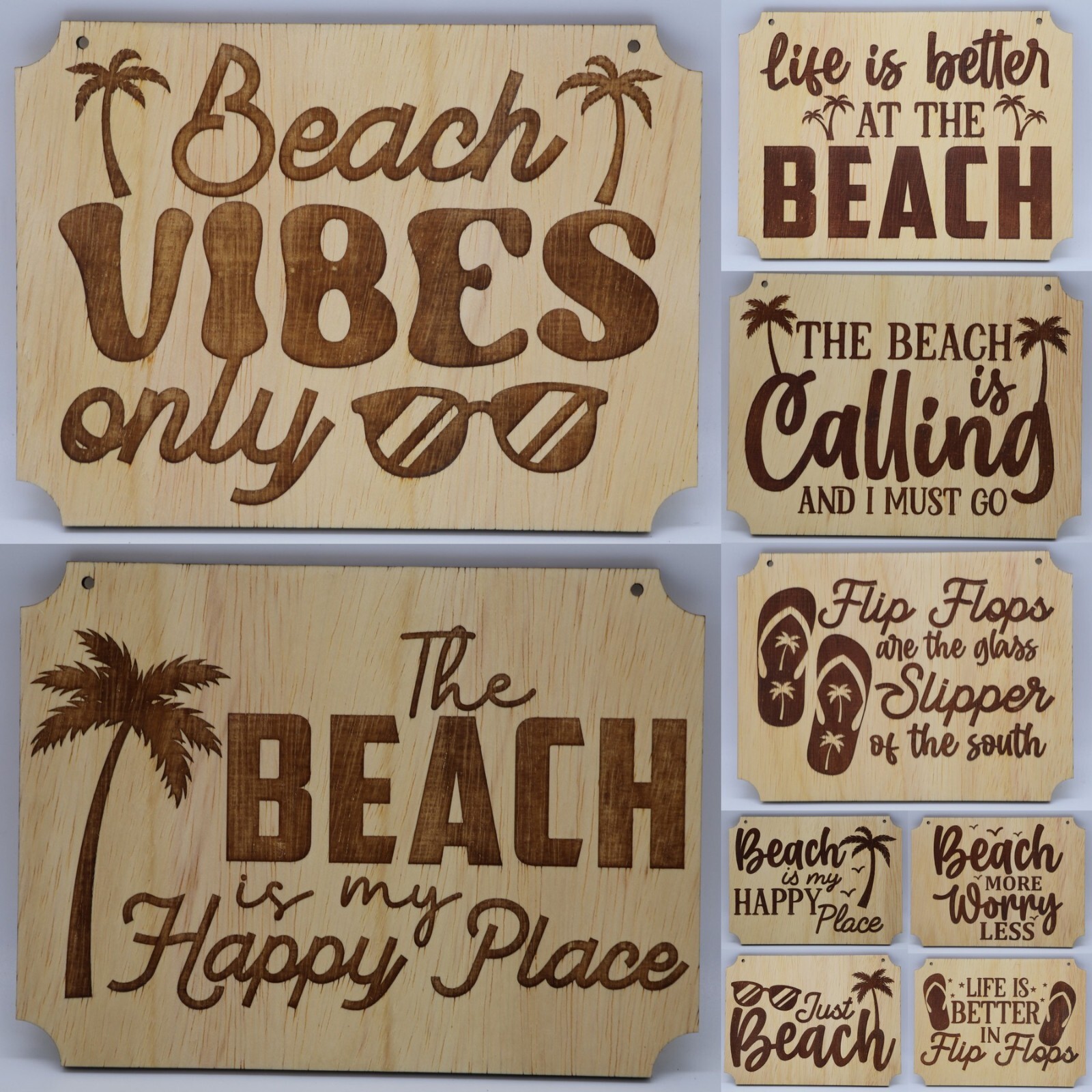BEACH FLIP FLOPS SMALL LASER ENGRAVED WOOD WALL PLAQUE SIGN CHOICE-image