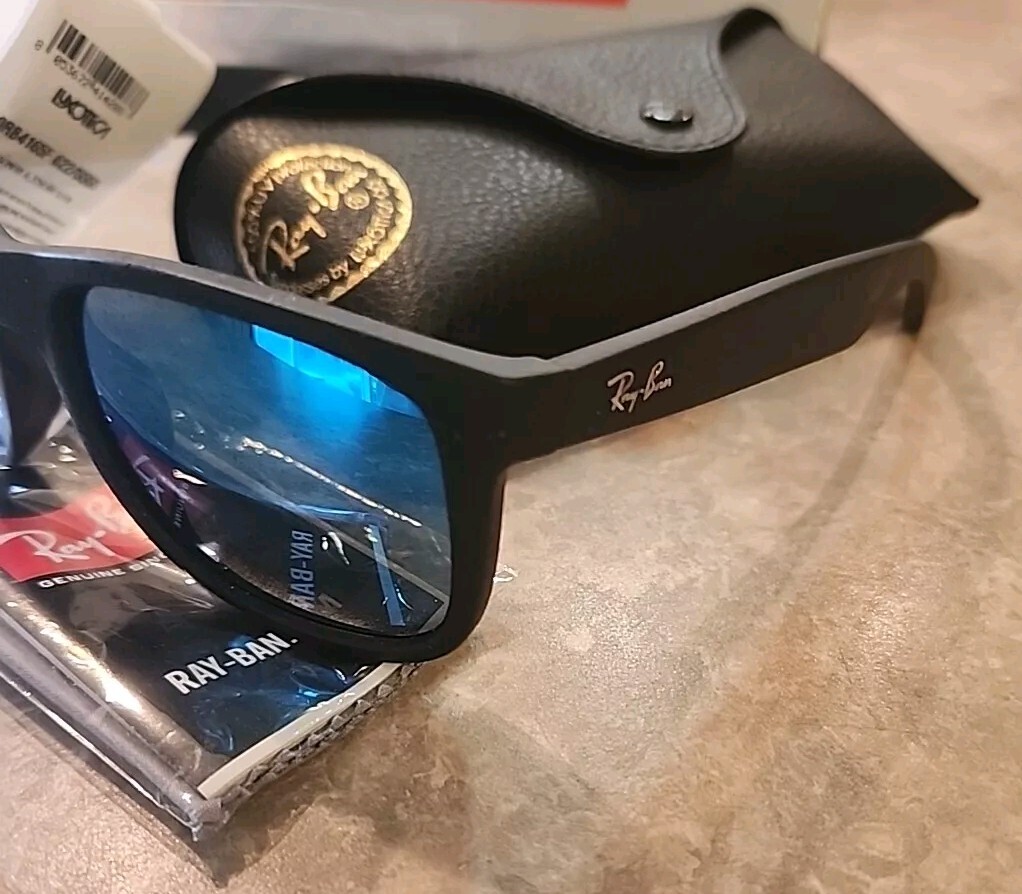🔥 NEW Original Ray-Ban RB4165F JUSTIN 622/55 Rubber Black/Blue