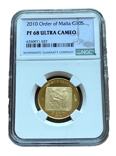 Malta 2010 Gold 10 Scudi NGC PF68UC