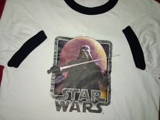 VTG Star Wars Darth Vader iron-on tshirt ringer movie promo vintage
