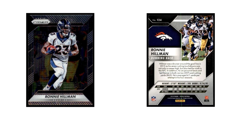 2016 Prizm Ronnie Hillman Football Cards #124 - Image 3 of 3