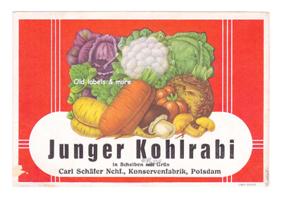 x6662 POTSDAM C. Schäfer Nachf. JUNGER KOHLRABI Konserven-Etikett can label