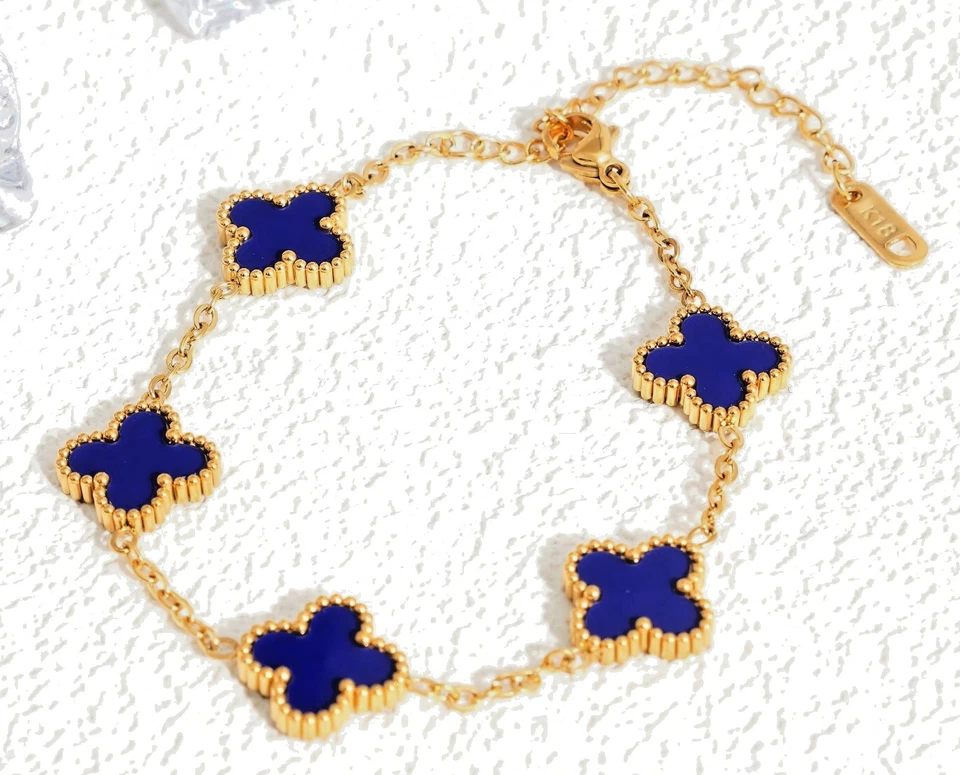 13mm Classic Blumenkette Armband 18 K vergold. Kleeblatt - Bild 2 von 4