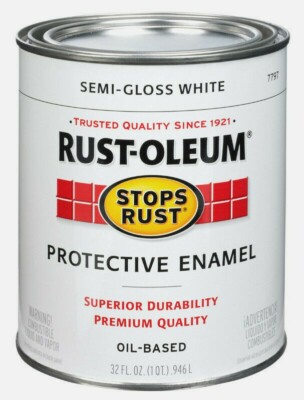 Rust-Oleum SEMI-GLOSS WHITE 1 qt Stops Rust PROTECTIVE ENAMEL Oil-Based 7797-502