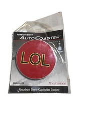 Absorbastone Absorbent Stone Cup Holder Auto Coaster LOL Red NEW Made in USA