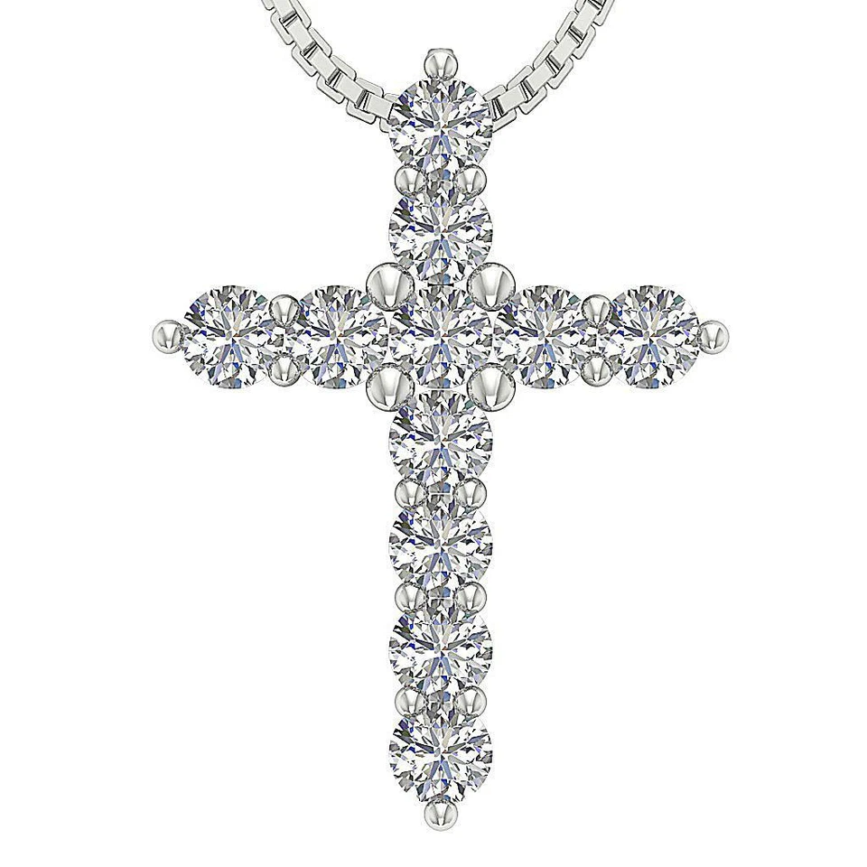 Colar pingente cruz diamante natural ouro rosa amarelo 14K VS1 F 0,65 quilates VS1 - Imagem 3 de 4