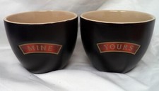 Pair BAILEY'S Ceramic 'Yours & 'Mine' Cups Mugs (never used)