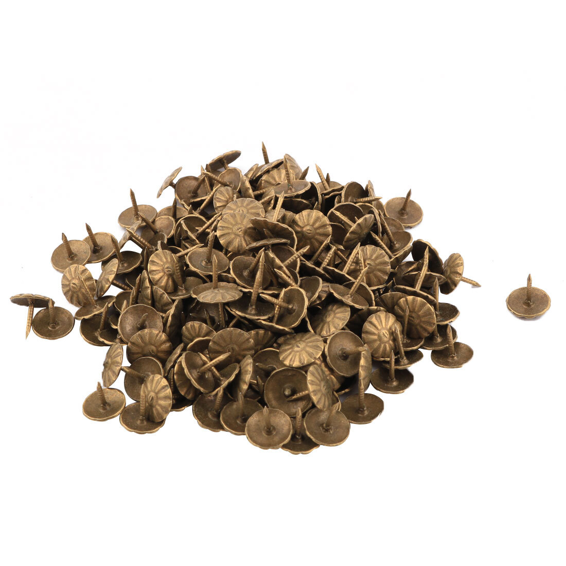 Uxcell 210pcs Brass Tone Metal Flower Pattern Furniture Tacks - 10x10mm Decorative Push Pins - View #8