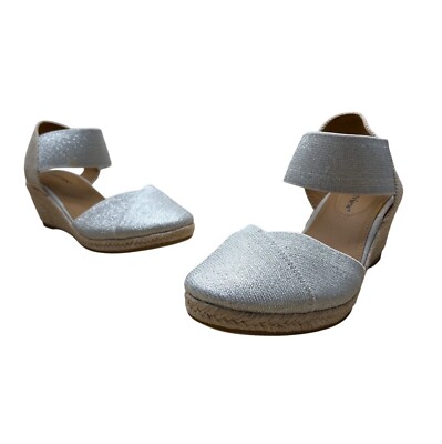 Comfortview Women s Silver Espadrille Abra Wedge Sandals Size 7.5M - New