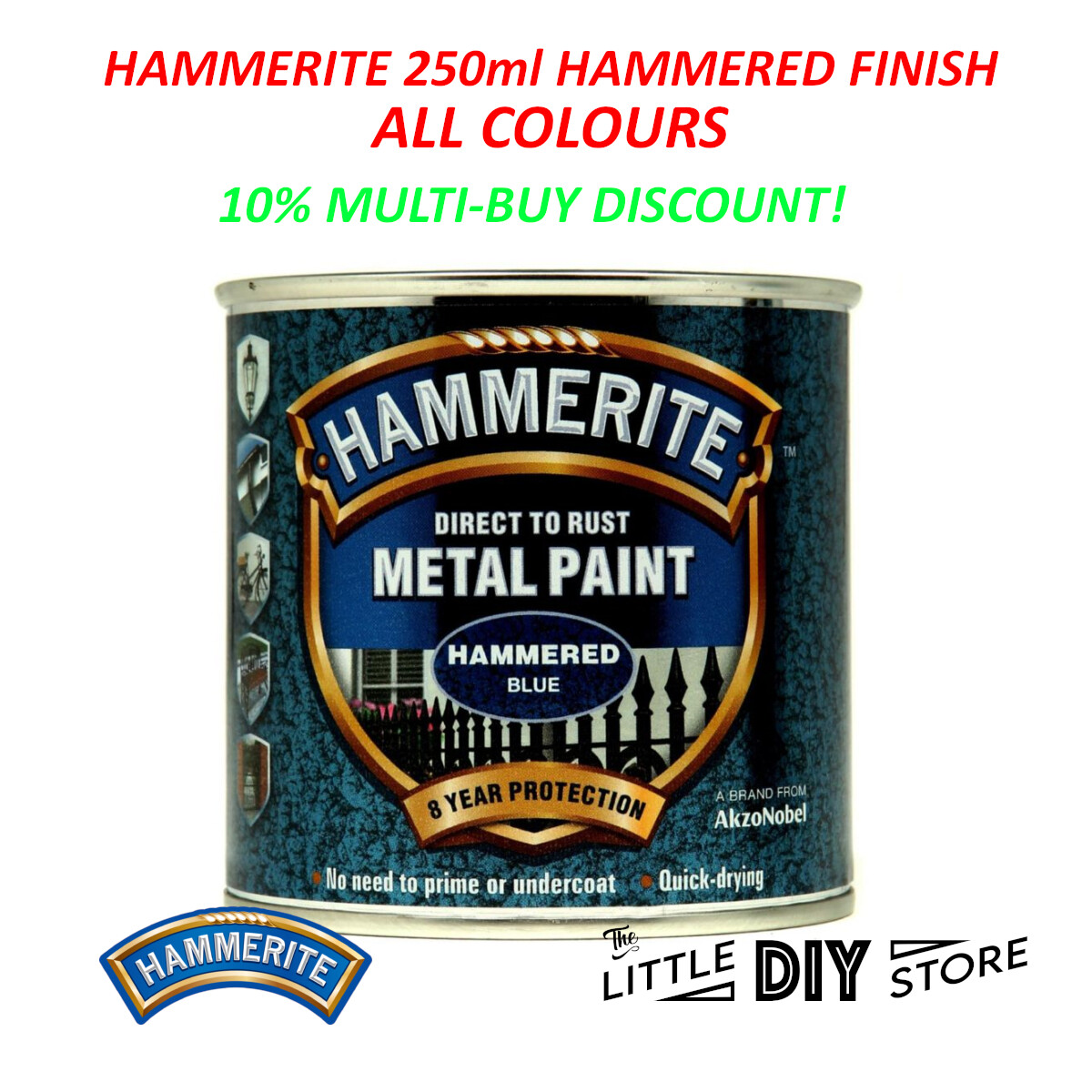 Hammerite Metal Paint Rust Treat Inhibitor All Colours Hammered Finish