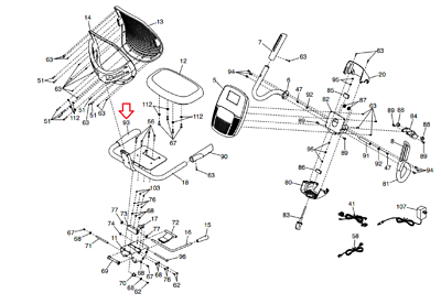 Nordictrack 370r VR21 VR23 R65 440 Recumbent Bike Left Seat