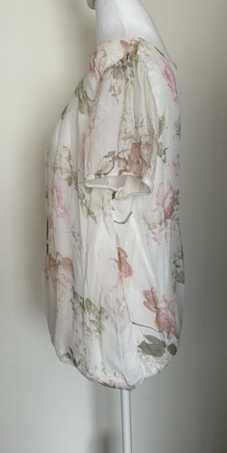 Elena Baldi Women’s Silk Floral Blouse Made In Italy Lined Short Sleeve Size M - Picture 9 of 13