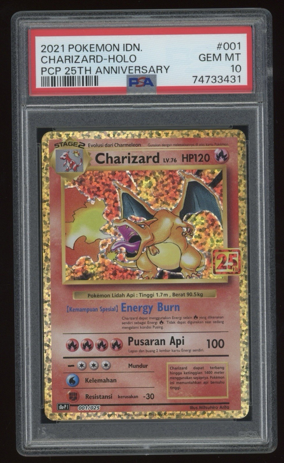 2021 Pokemon Indonesia PCP 25th Annviersary Charizard Holo PSA 10 #001